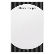 Black Stripes Recipe Note Pad Stationery Paper