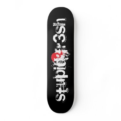 Black"stupid fr3sh" skull deck custom skate board by stupidfr3sh