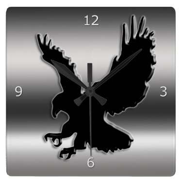 Black stylized Eagle on faux metallic-look Wall Clocks