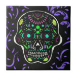 Black Sugar Skull 4 Ceramic Tile