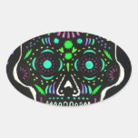 Black Sugar Skull 4 Oval Sticker