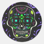 Black Sugar Skull 4 Round Stickers