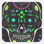 Black Sugar Skull 4 Square Sticker