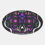 Black Sugar Skull 5 Oval Sticker