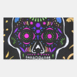 Black Sugar Skull 5 Rectangle Stickers