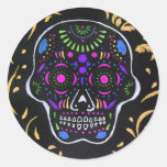 Black Sugar Skull 5 Round Sticker