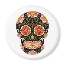Black Sugar Skull Refrigerator Magnet