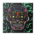 Black Sugar Skull Tile