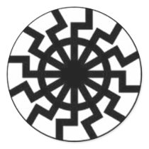 Black Sun Glyph Round Stickers