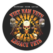 Black Support Viet Nam/Legacy Vets MC Skull Design Stickers