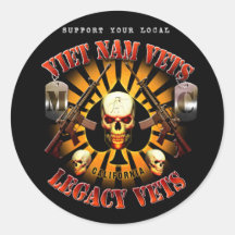 Black Support Viet Nam/Legacy Vets MC Skull Design Stickers