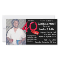 Black Surprise 40th Birthday Party Photo Invite photo cards