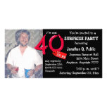 Black Surprise 40th Birthday Party Photo Invite Photo Cards