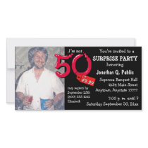 Black Surprise 50th Birthday Party Photo Invite Photo Greeting Card