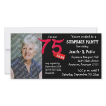 Black Surprise 75th Birthday Party Photo Invite Photo Cards
