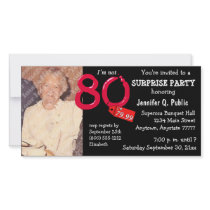 Black Surprise 80th Birthday Party Photo Invite photo cards
