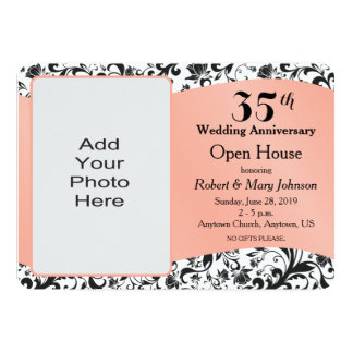 35th anniversary wedding swirl coral card invitations announcements