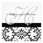 Black Swirl Damask Wedding Invitation