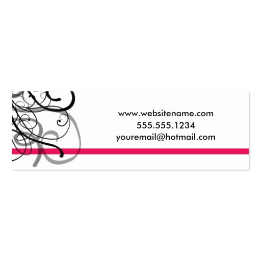 Black Swirl Profile Cards in Hot Pink Business Cards (back side)
