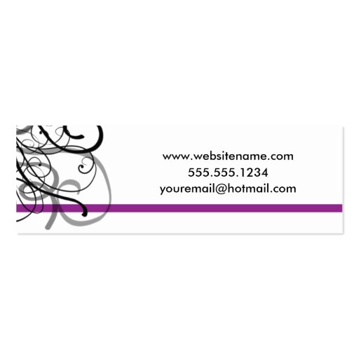 Black Swirl Profile Cards in Purple Business Card Template (back side)