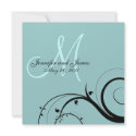 Black Swirl Tiffany Monogram Wedding Invite invitation