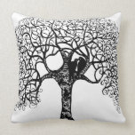 Black Swirl Tree Love Bird Choose Background Color pillows