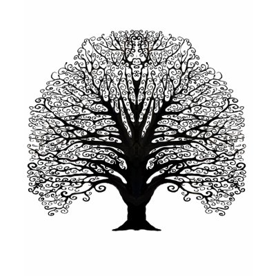 Black Swirl Tree Tee Shirt by samack