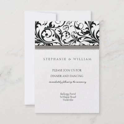 Black Swirl Wedding Reception Card Personalized Invitations by Eternalflame
