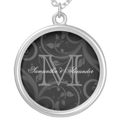 Black Swirl with Monogram and Custom Text Custom Jewelry