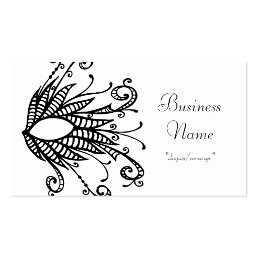Black Swirled Mask Design Business Card (front side)