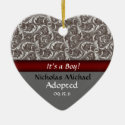 Black Swirls Adoption Announcement Keepsake Christmas Tree Ornaments