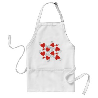 Black Swirls And Red Heart Apron apron