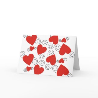 Black Swirls And Red Heart Card card