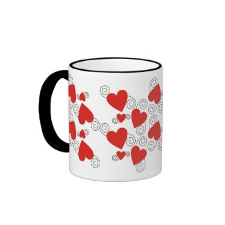 Black Swirls And Red Heart Mug mug