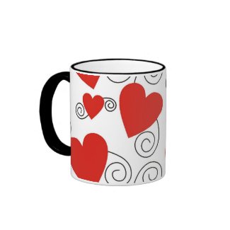 Black Swirls And Red Heart Mug mug