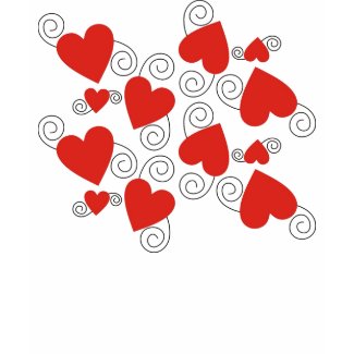 Black Swirls And Red Heart T- Shirt shirt