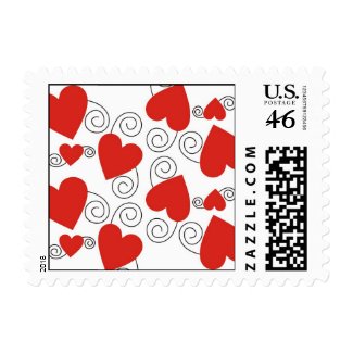 Black Swirls And Red Heart Wedding Postage stamp