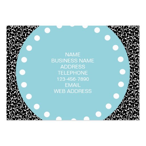 Black Swirls, Blue White Monogram Business Card (back side)
