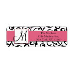 Black Swirls Damask Pink Return Address Labels