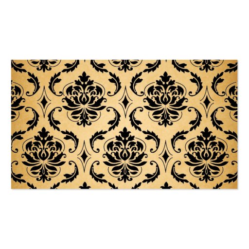 Black Swirls Damask Vintage Wedding Drink Voucher Business Card (back side)