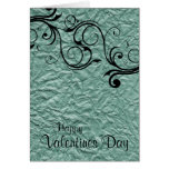 Black swirls in green greeting Card