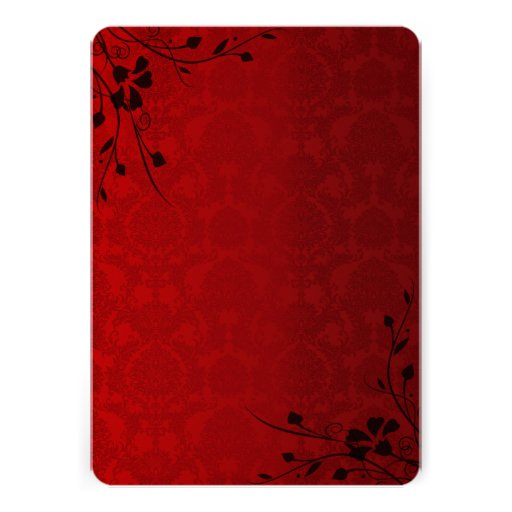 Black Swirls Lighter Red Metallic Damask Wedding Personalized Invitations