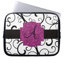 Black swirls monogram computer sleeves