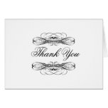 Black Swirls Thank You Blank Notecard cards