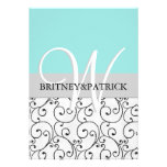 Black Swirls & Tiffany Blue Wedding Invitations
