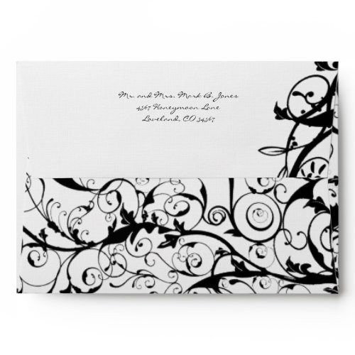 Black Swirls Wedding Envelopes envelope