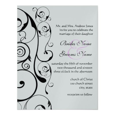 Black Swirls Wedding Invitations