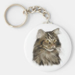 Black Tabby Maine Coon Cat Keychain