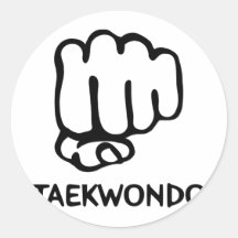 black taekwondo icon round stickers