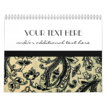 Black & Tan Paisley Wall Calendar